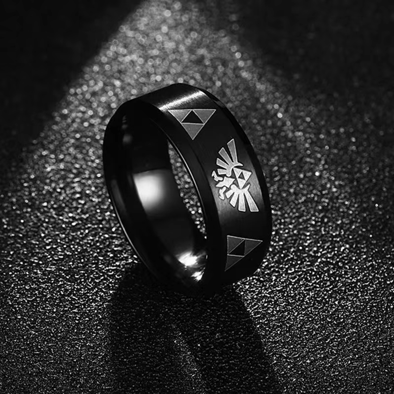 Initial Ring Custom - Anillo de banda triangular Triforce de